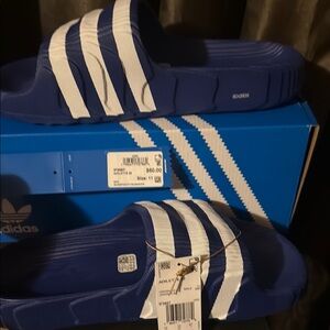 Adidas Blue and White Slide Sandals Adilette 22 size 12